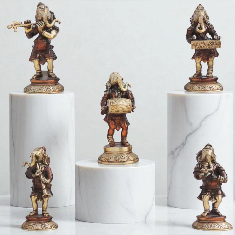 Ganesh Ji Idol in Brass (Musical), 8.55 kg