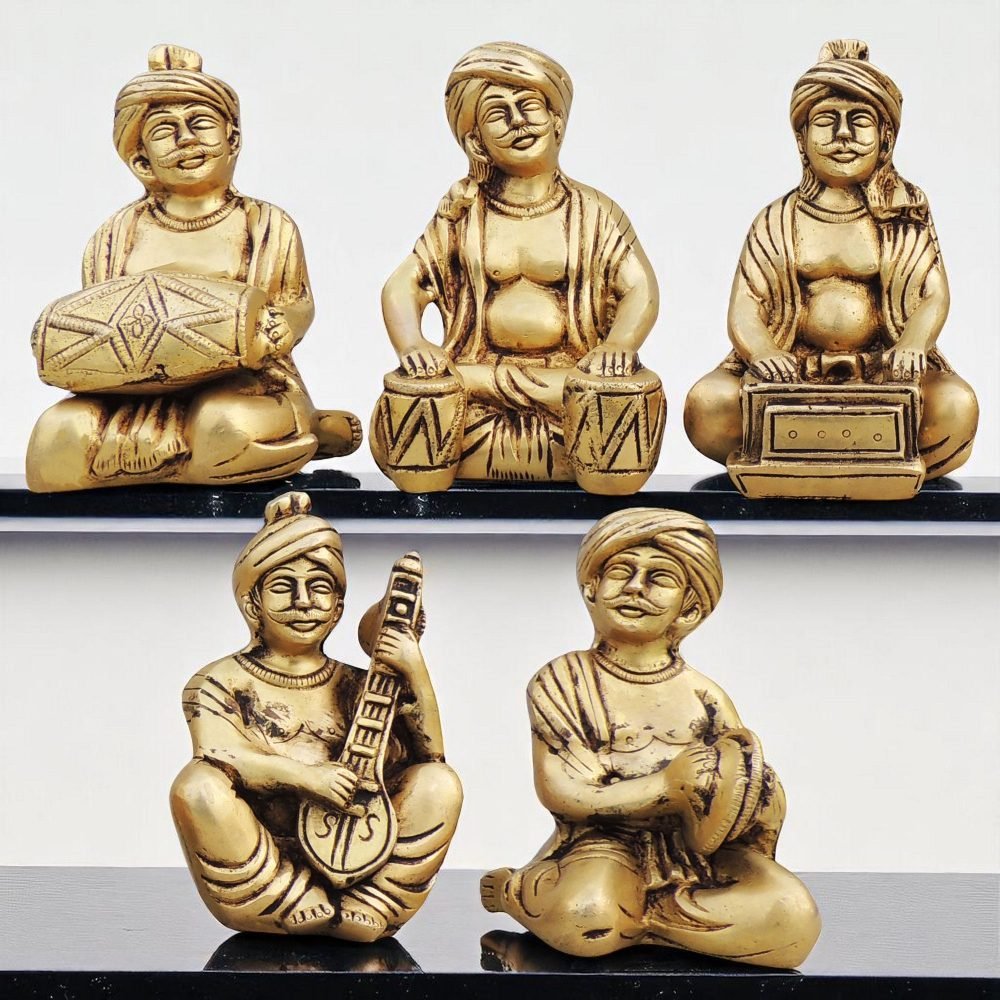 Brass Musical Instrumental , of 5 Pieces Figurine, 5 inch, brass, Vedikcraft Moradabad