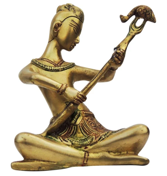 Brass Musical Male Figurine, 6 inch, brass, Vedikcraft Moradabad