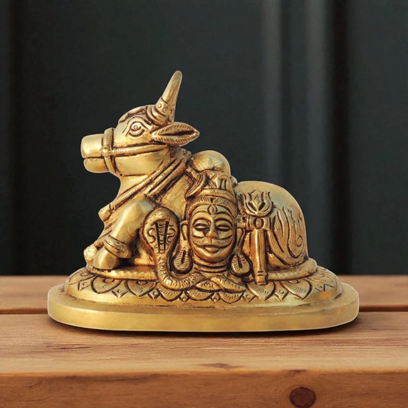 Nandi Idol in Brass, 4 inch, 850 g – for Home Mandir