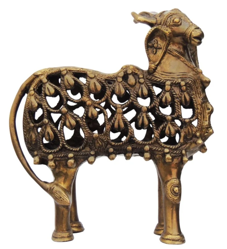 Nandi Idol in Brass, 8.2 inch