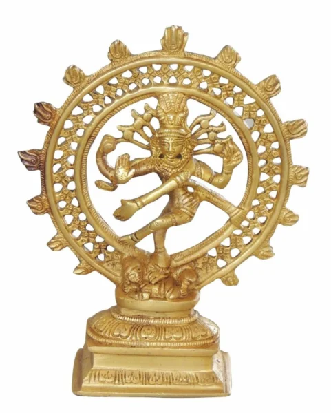Nataraja Idol in Brass, Dancing (Nataraj), 8 inch, brass, Vedikcraft Moradabad