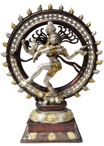 Shiv Ji Idol in Brass, Dancing (Nataraja Tri), 14 inch, brass, Vedikcraft Moradabad