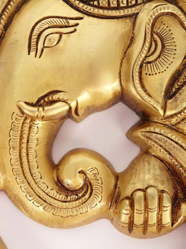 Ganesh Ji Idol in Brass, Bust (Face), 8.2 inch