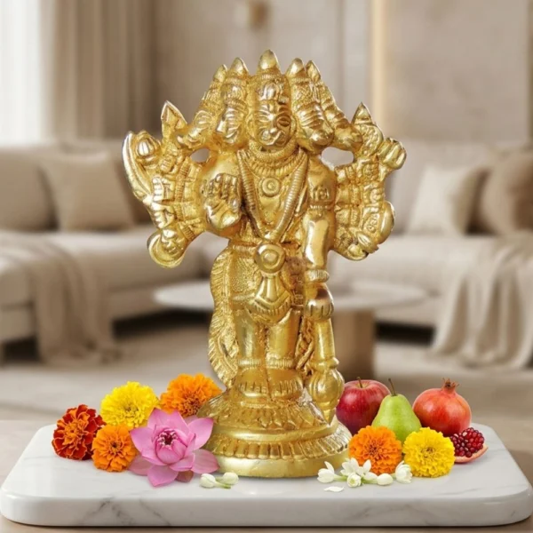 Hanuman Ji Idol in Brass (Panchmukhi), 4 inch, brass, Vedikcraft Moradabad