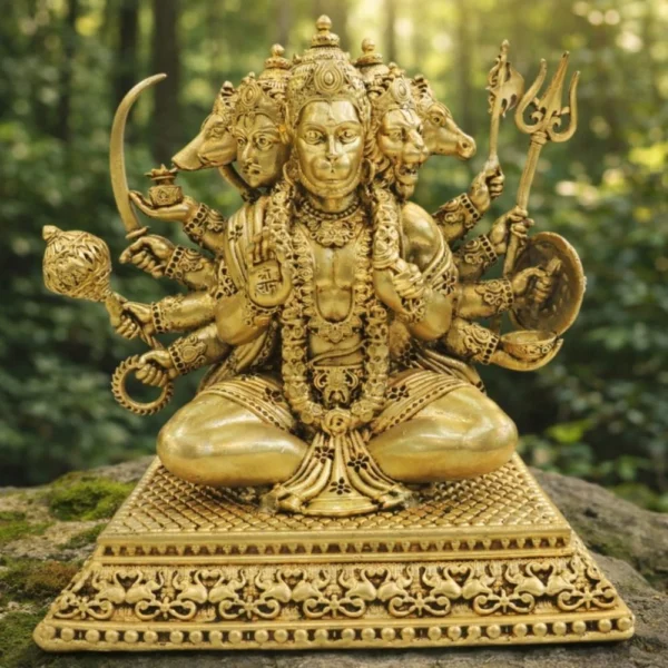 Hanuman Ji Idol in Brass (Panchmukhi), 6 inch, brass, Vedikcraft Moradabad