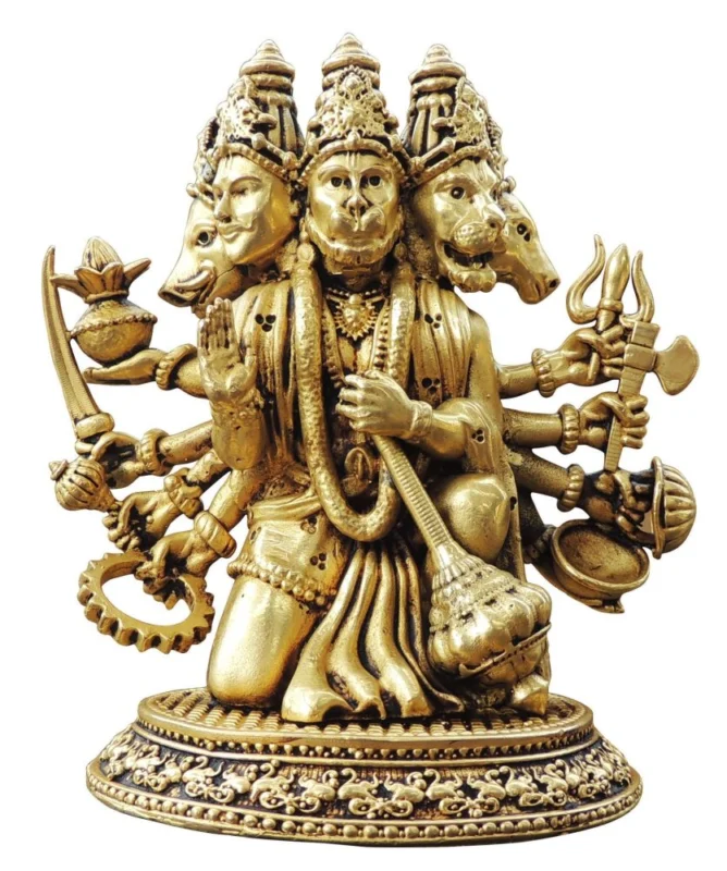 Hanuman Ji Idol in Brass (Panchmukhi), 5.5 inch