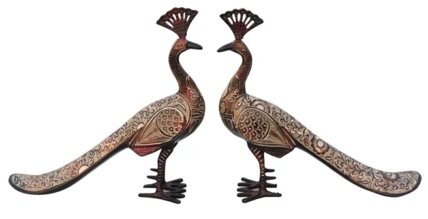 Brass Peacock Showpiece Pair, 10.5 inch, design AN251-C, brass, Vedikcraft Moradabad