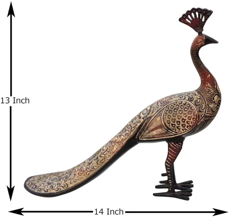 Brass Peacock Showpiece Pair, 13 inch, design AN251-D