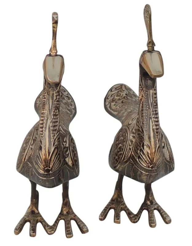 Brass Peacock Showpiece Pair, 9.2 inch, design AN253-B