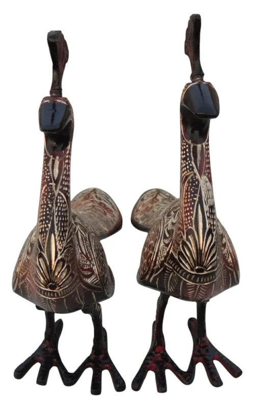 Brass Peacock Showpiece Pair, 9.2 inch, design AN251-B