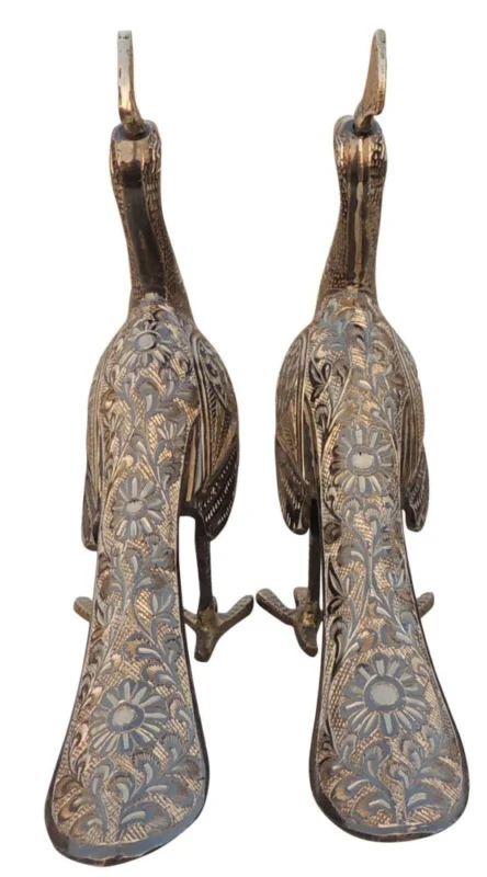 Brass Peacock Showpiece Pair, 9.2 inch, design AN253-B