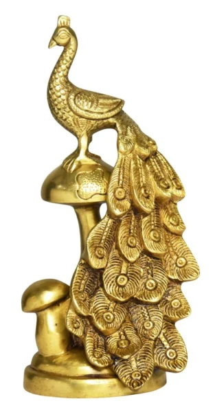 Brass Peacock Showpiece, 9 inch, brass, Vedikcraft Moradabad