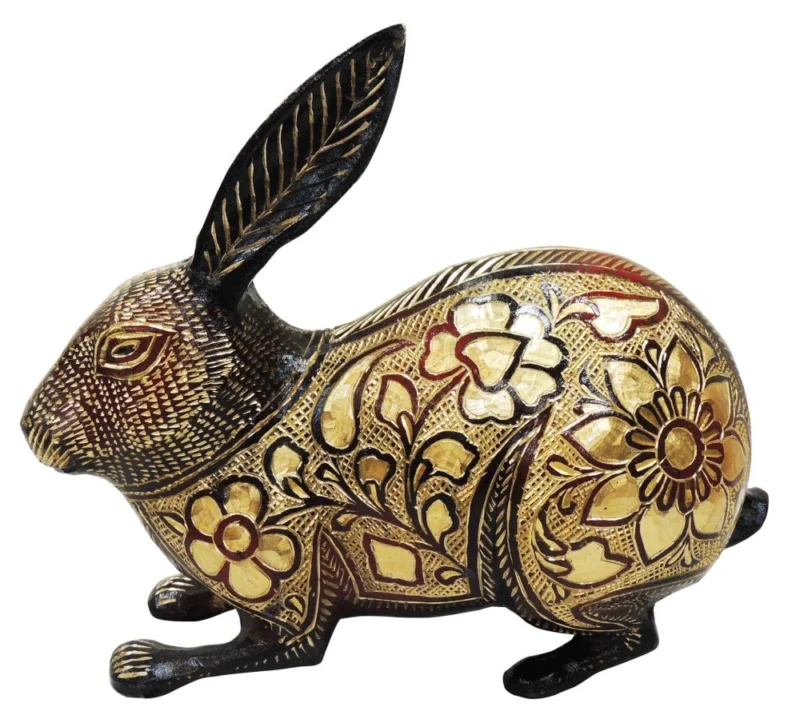 Brass Rabbit Showpiece, 6.8 inch