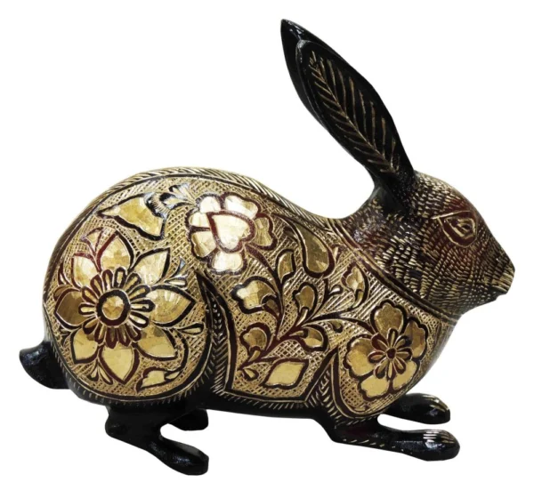 Brass Rabbit Showpiece, 6.8 inch, brass, Vedikcraft Moradabad