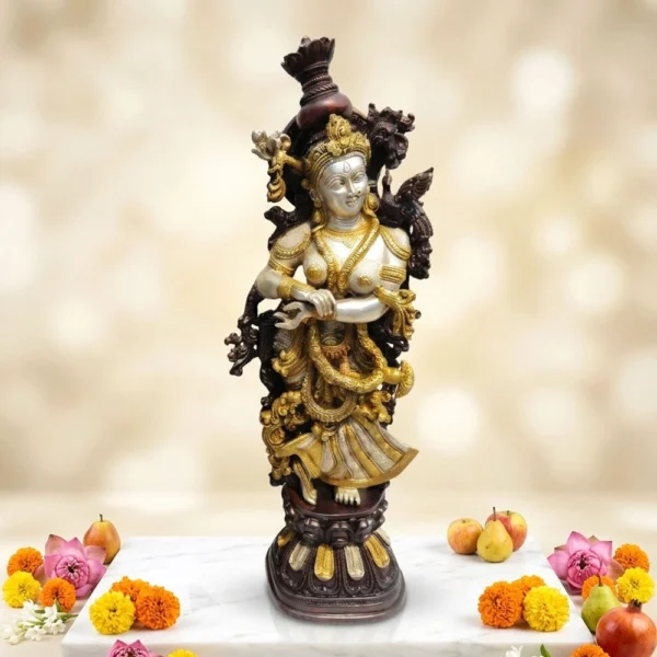 Radha Krishna Idol in Brass, 29 inch, brass, Vedikcraft Moradabad