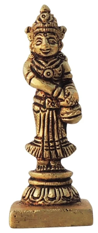 Radha Krishna Idol in Brass, 3 inch, 120 g