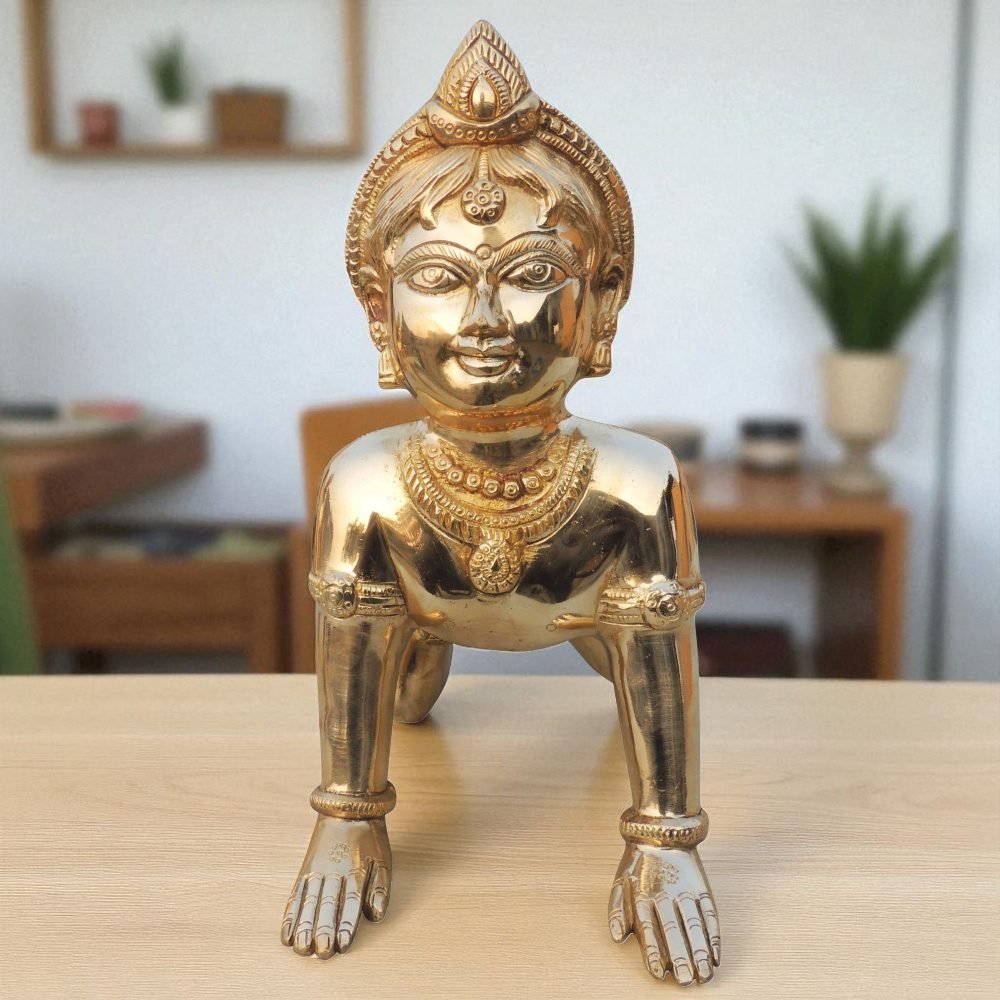 Radha Krishna Idol in Brass, 12.2 inch, brass, Vedikcraft Moradabad