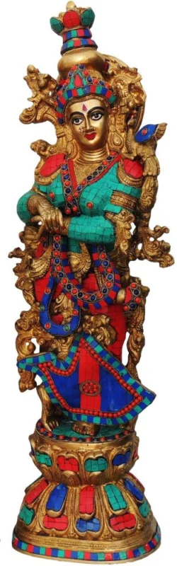 Radha Krishna Idol in Brass, 28.8 inch