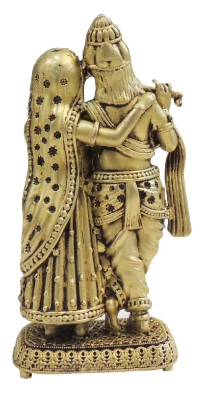 Radha Krishna Idol in Brass (Krishan), 5.6 inch