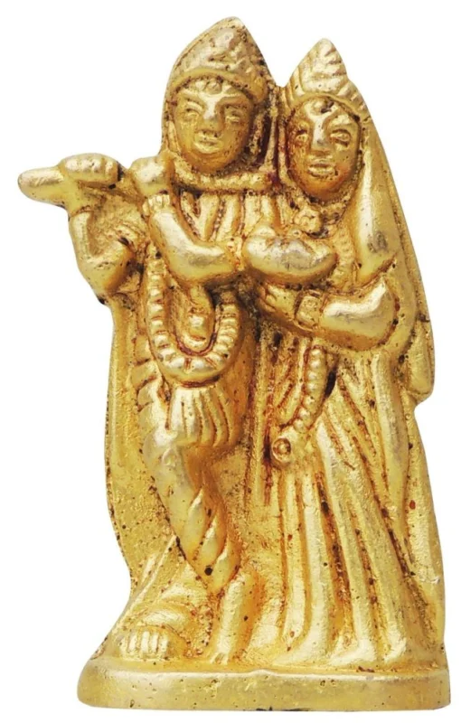 Radha Krishna Idol in Brass, 2.2 inch