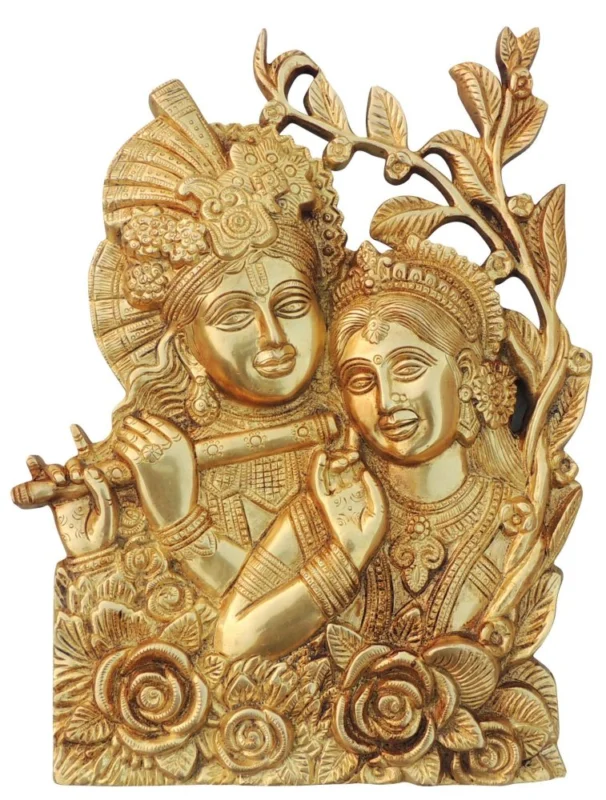 Radha Krishna Idol in Brass, 14 inch, 4.69 kg
