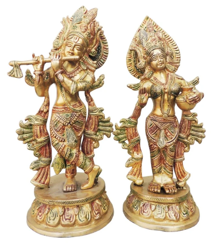 Radha Krishna Idol in Brass, 13 inch