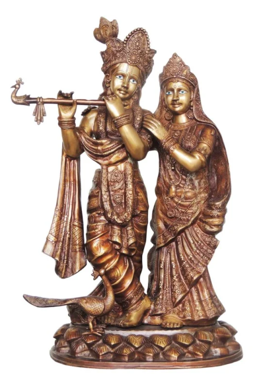 Radha Krishna Idol in Brass, 30 inch
