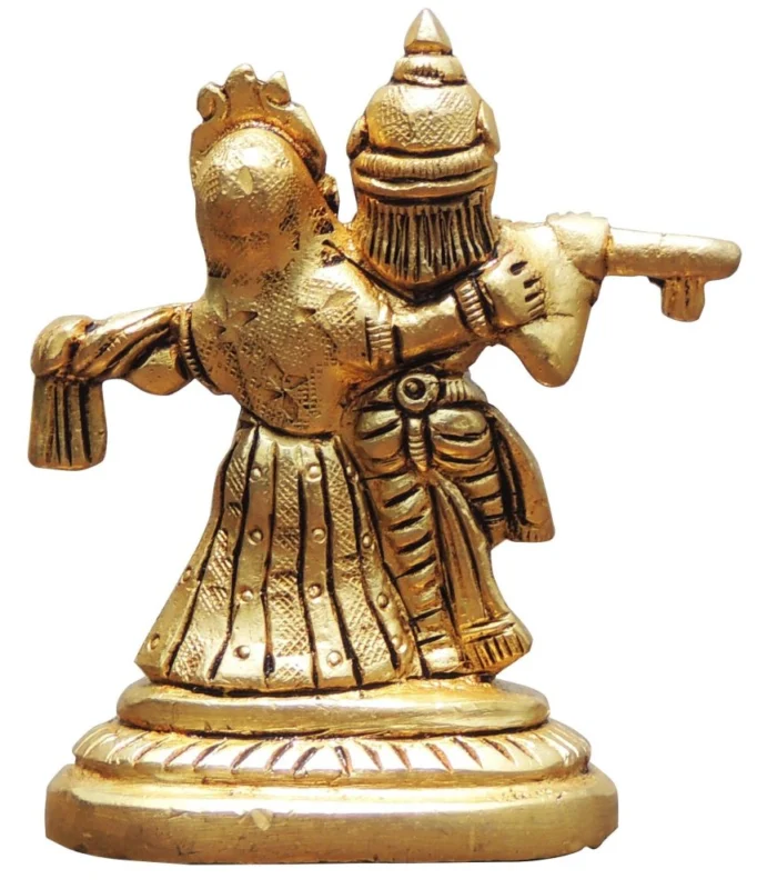 Radha Krishna Idol in Brass, 3.2 inch, 280 g
