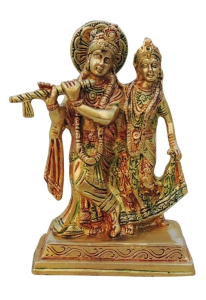 Radha Krishna Idol in Brass, 6.5 inch, 1 kg, brass, Vedikcraft Moradabad