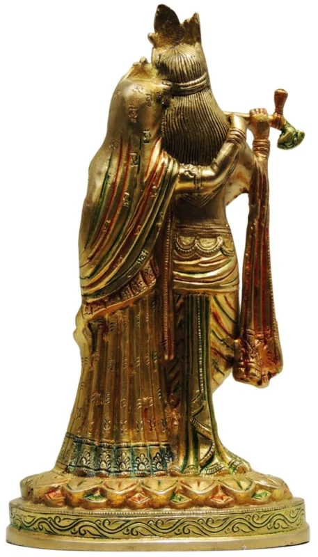 Radha Krishna Idol in Brass, 10.5 inch