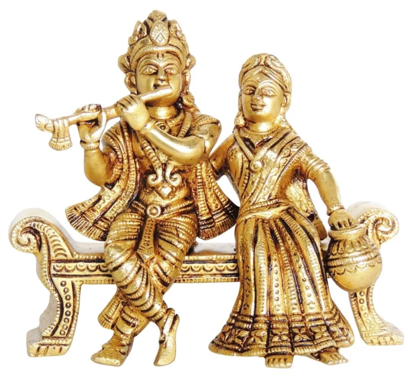 Radha Krishna Idol in Brass, 4 inch, 1.4 kg