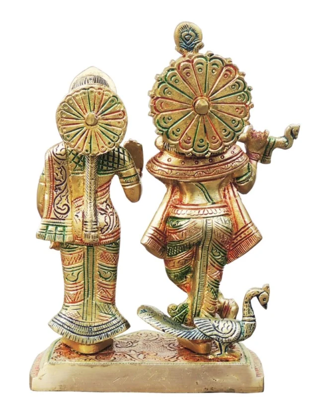 Radha Krishna Idol in Brass, 8 inch, 1.94 kg