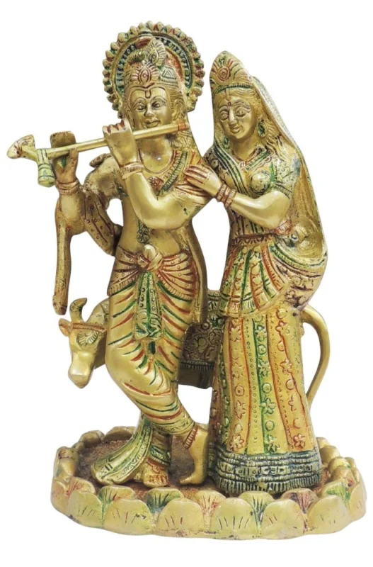 Radha Krishna Idol in Brass, 11 inch, 5.24 kg