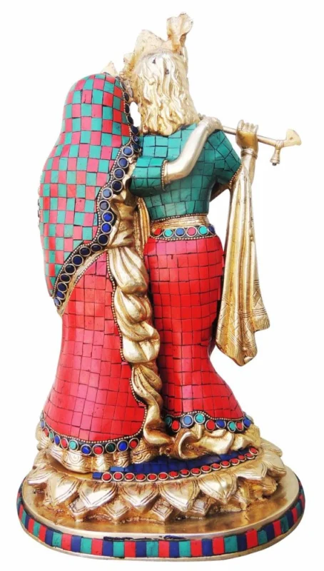 Radha Krishna Idol in Brass, 14.5 inch