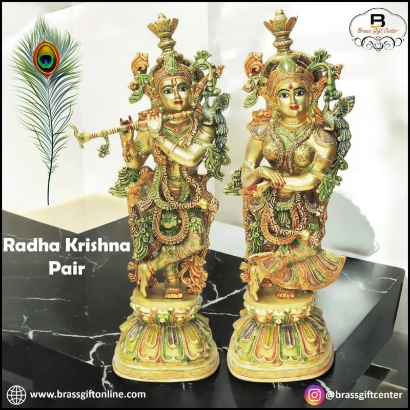 Radha Krishna Idol in Brass, 66.3 kg