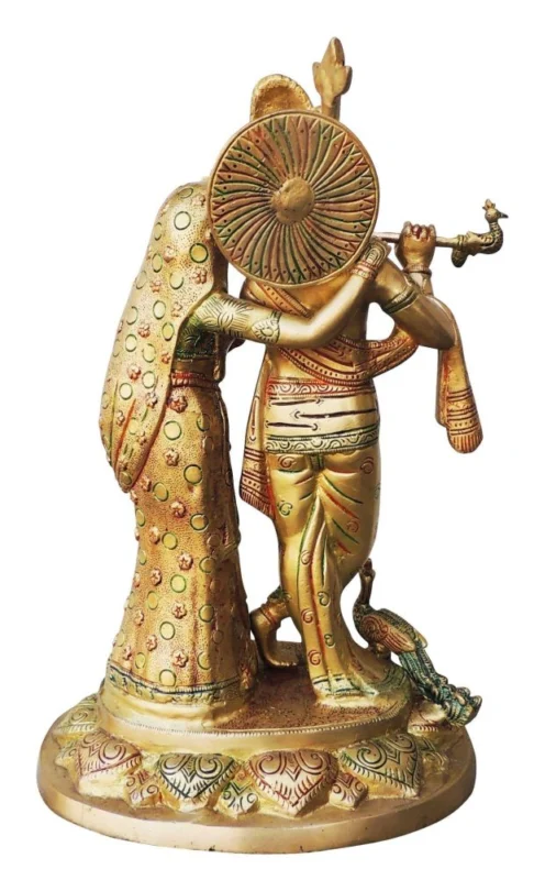 Radha Krishna Idol in Brass, 15 inch