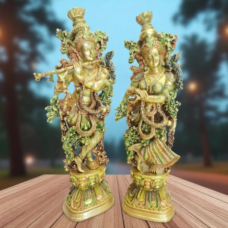 Radha Krishna Idol in Brass, 29 inch, design BS073 – for Temple and Entrance