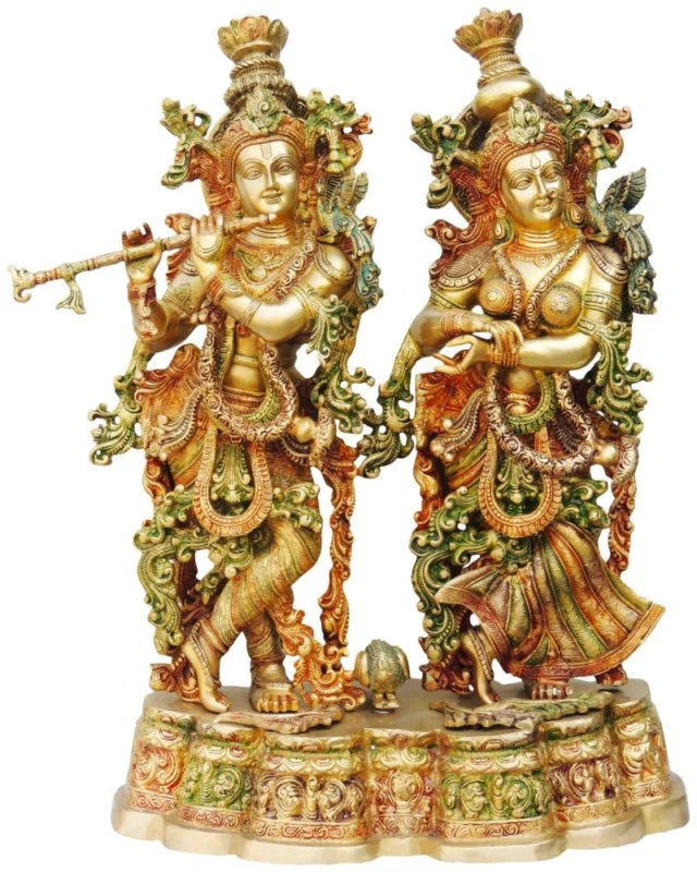 Radha Krishna Idol in Brass (Platform), 27 inch