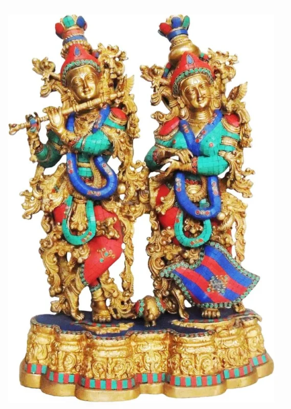 Radha Krishna Idol in Brass (Same Big), 28 inch