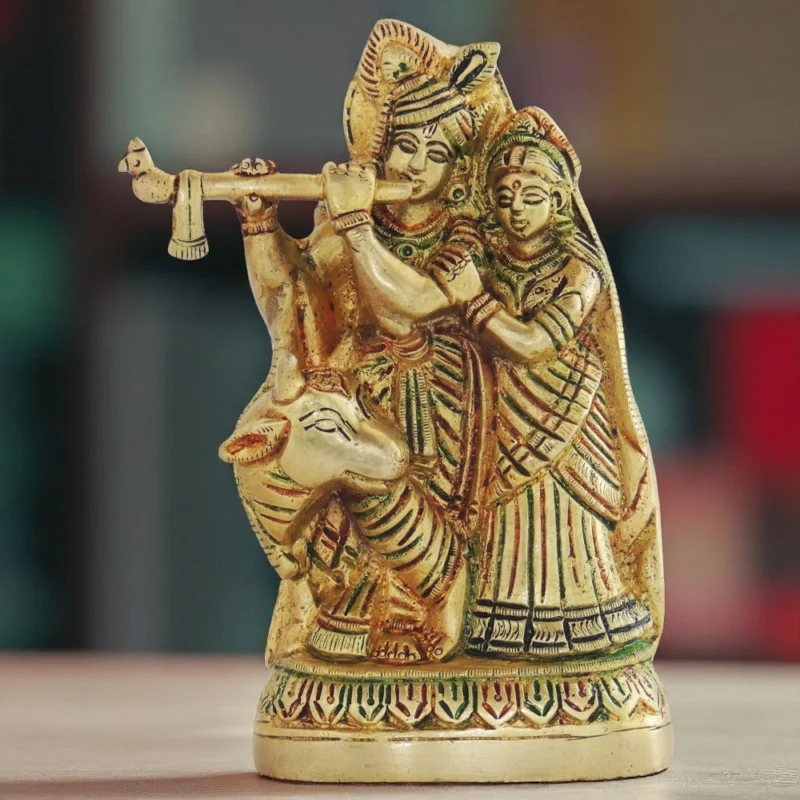 Radha Krishna Idol in Brass, 6 inch, 2 kg – for Home Mandir