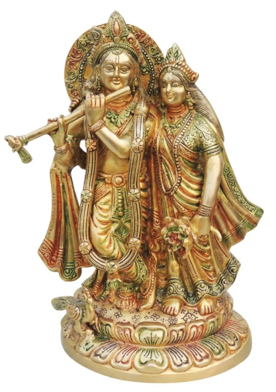 Radha Krishna Idol in Brass, 11.5 inch, 5.8 kg