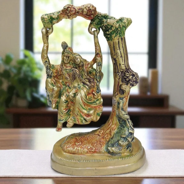 Radha Krishna Idol in Brass, 7 inch, 1.3 kg, brass, Vedikcraft Moradabad