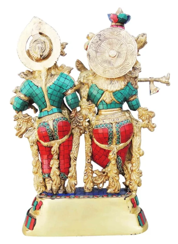 Radha Krishna Idol in Brass, 17 inch, 10.83 kg