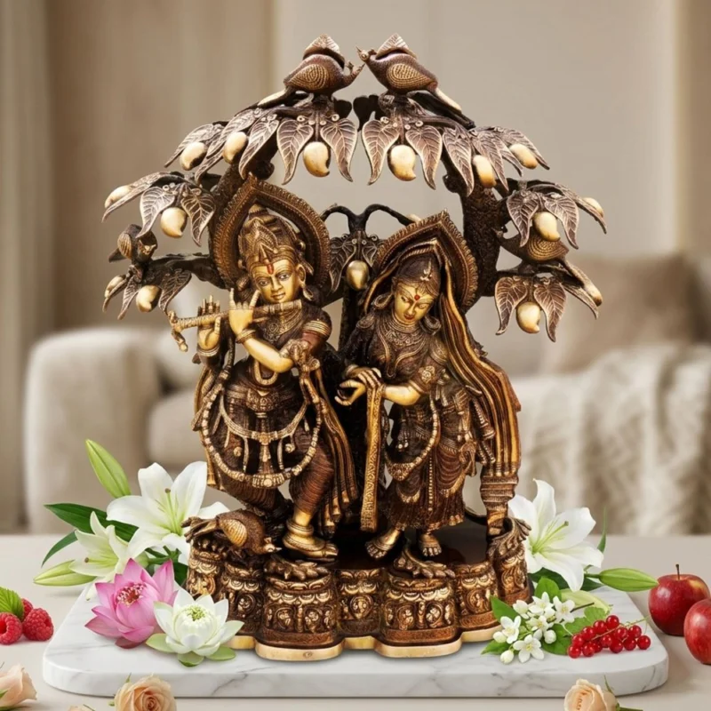 Radha Krishna Idol in Brass, 28 inch – for Temple and Entrance