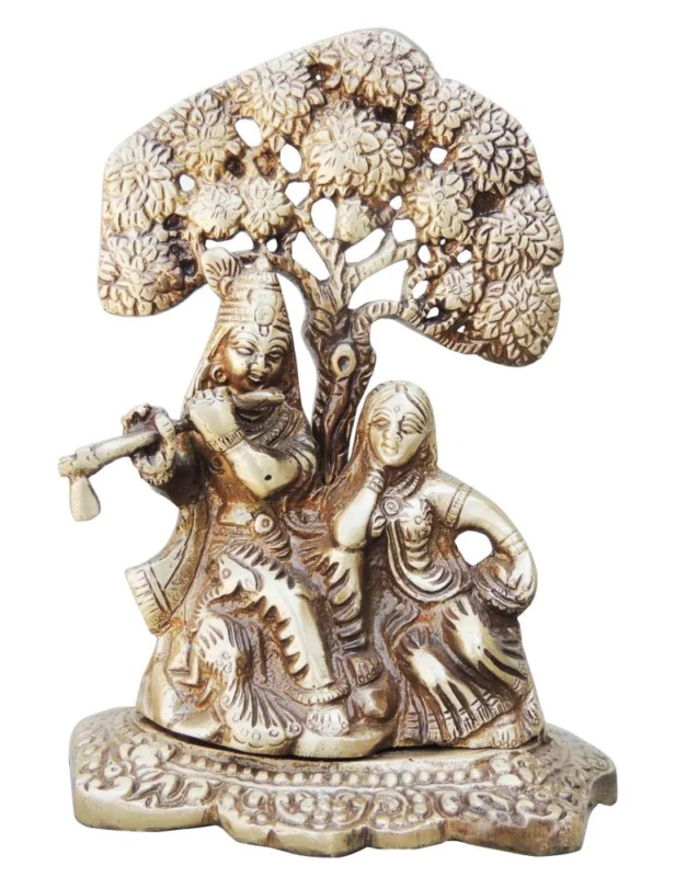 Radha Krishna Idol in Brass, 6.5 inch, 1.13 kg