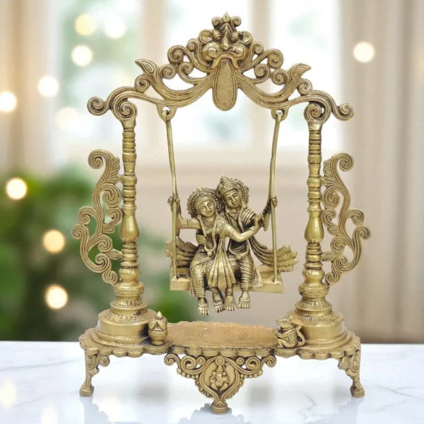 Radha Krishna Idol in Brass (Krisna), 18.5 inch, brass, Vedikcraft Moradabad