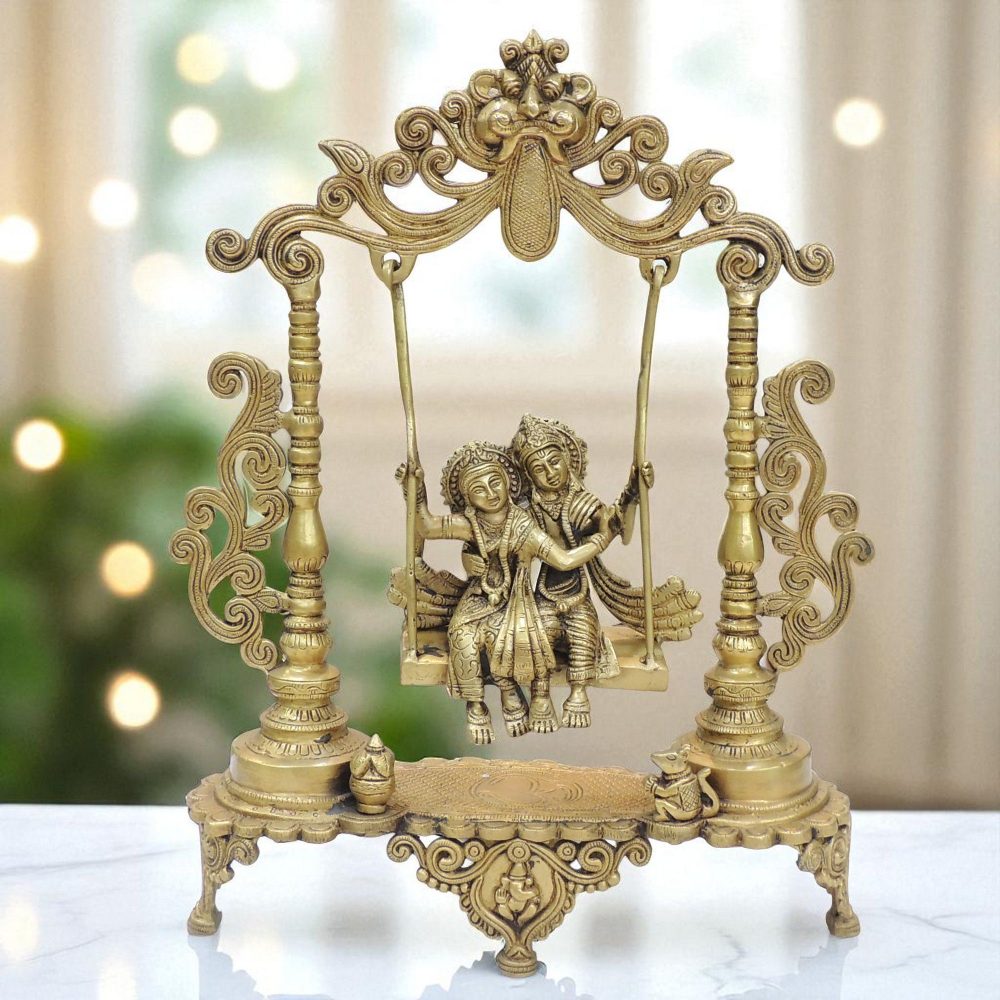 Radha Krishna Idol in Brass (Krisna), 18.5 inch, brass, Vedikcraft Moradabad