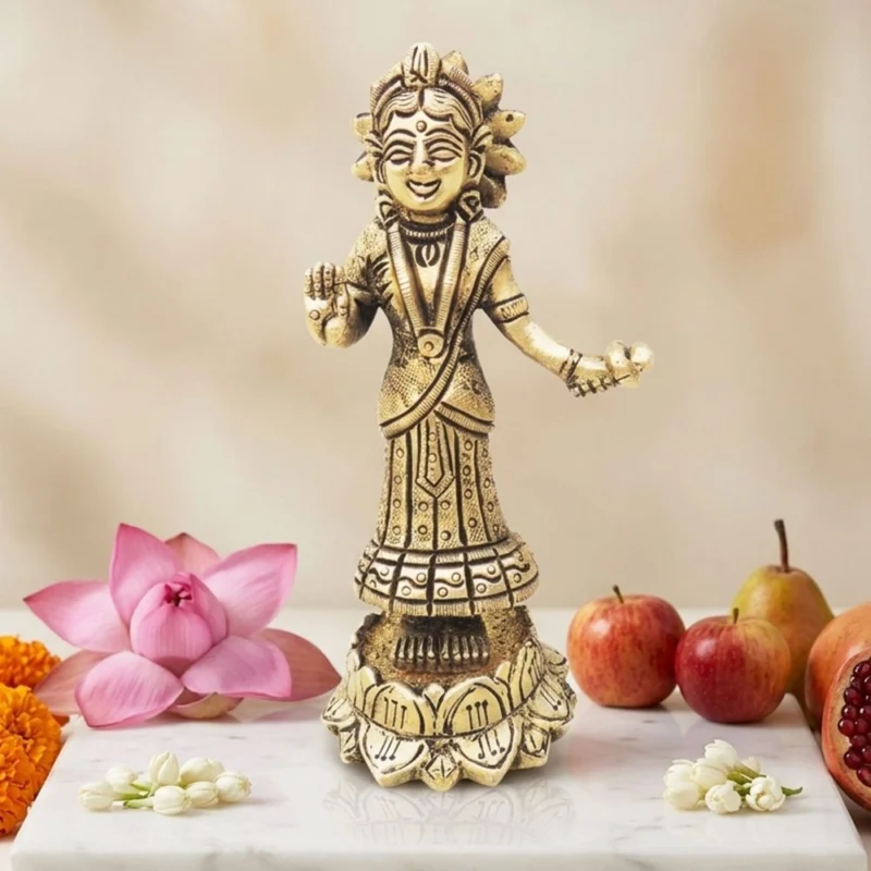 Radha Krishna Idol in Brass, 0.4 inch, design BS1264-R – for Desk and Car