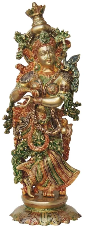 Radha Krishna Idol in Brass, 24.7 inch